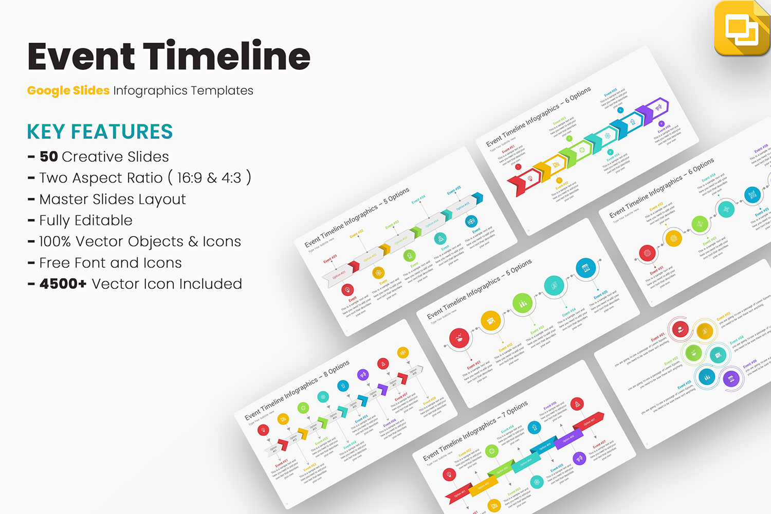Event Timeline Infographics Google Slides Templates