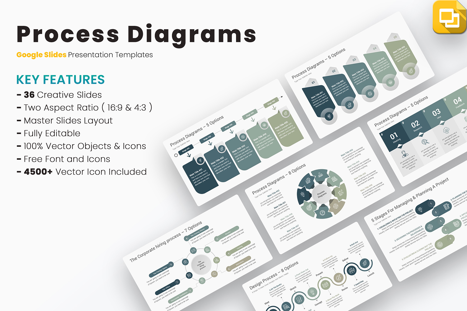 Process Diagrams Google Slides Templates