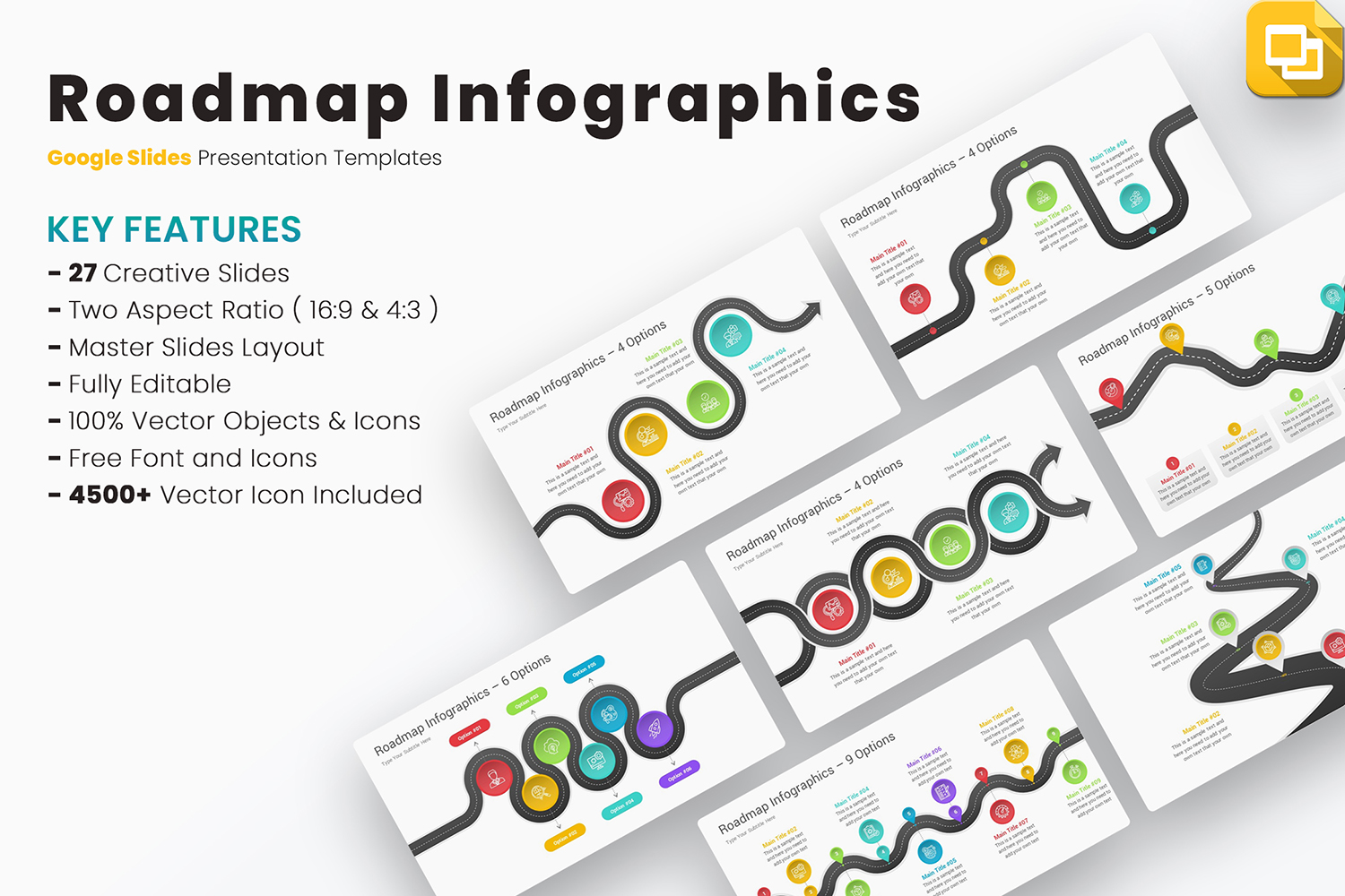 Roadmap Infographics Google Slides Templates