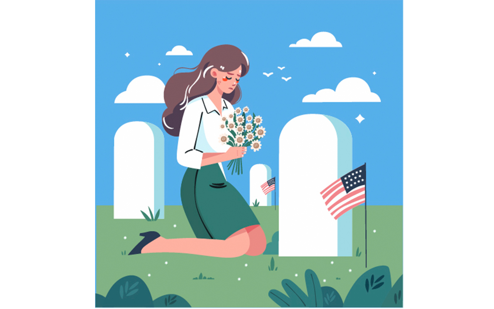 Hand Drawn US Memorial Day Commemoration