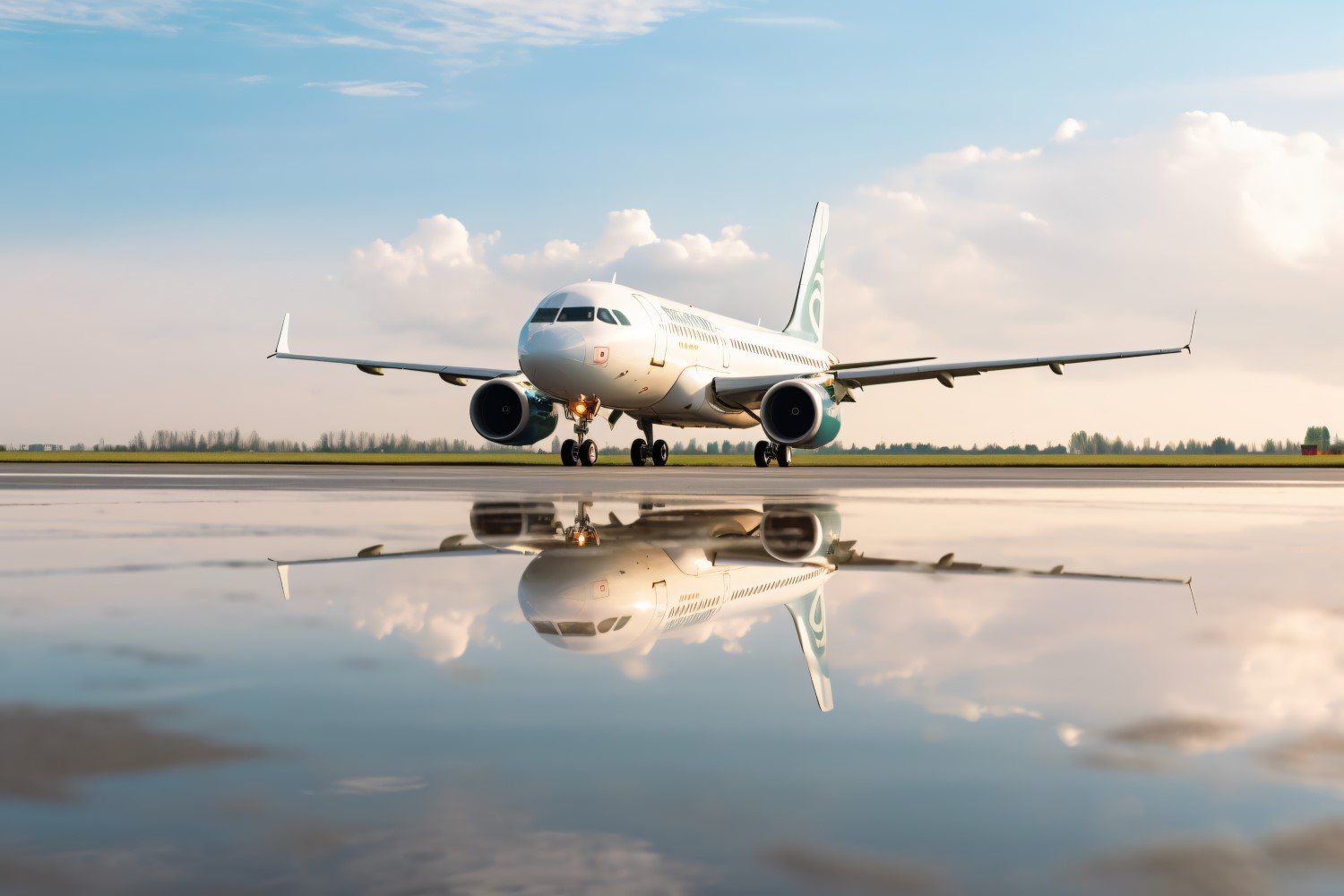 frontal view airbus against the background of sky and clouds 78