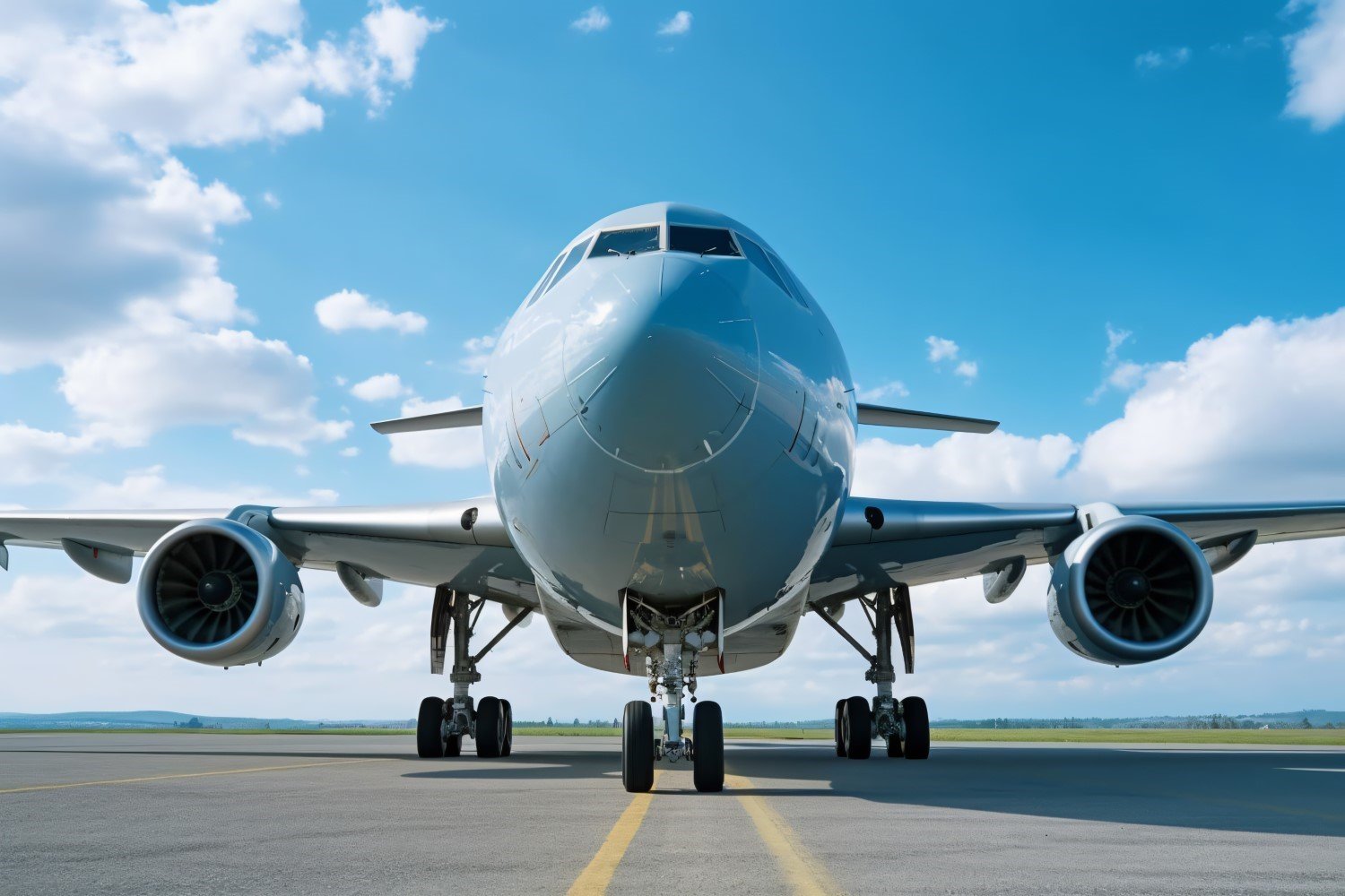 frontal view airbus against the background of sky and clouds 163