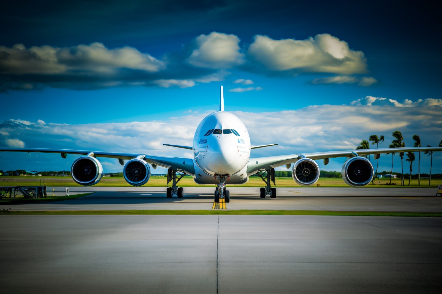 frontal view airbus against the background of sky and clouds 205