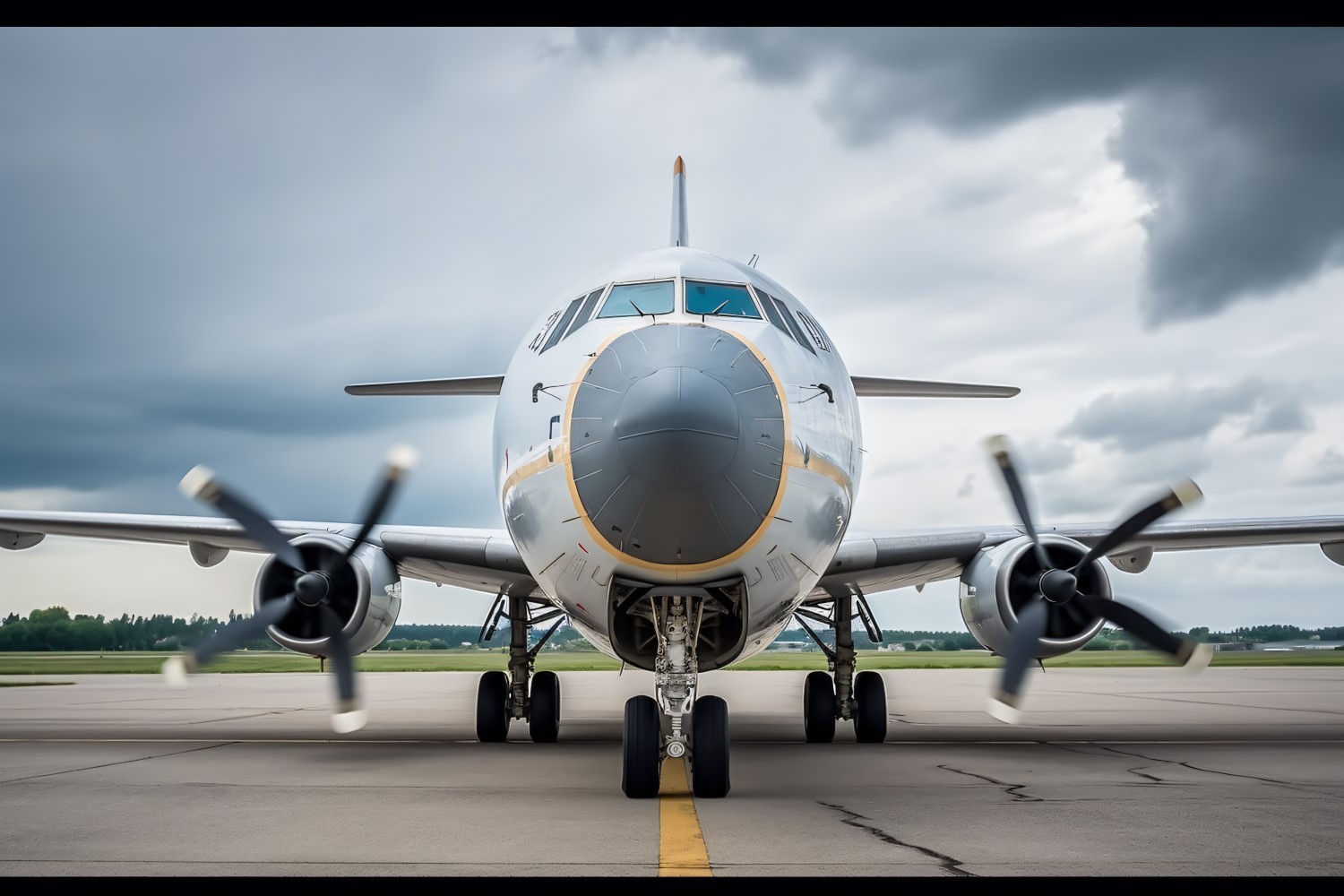 frontal view airbus against the background of sky and clouds 254
