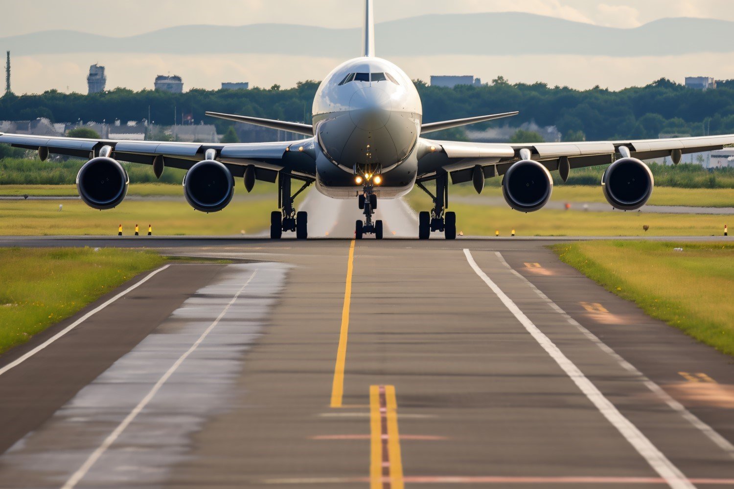 A plane is taking off from the runway 261