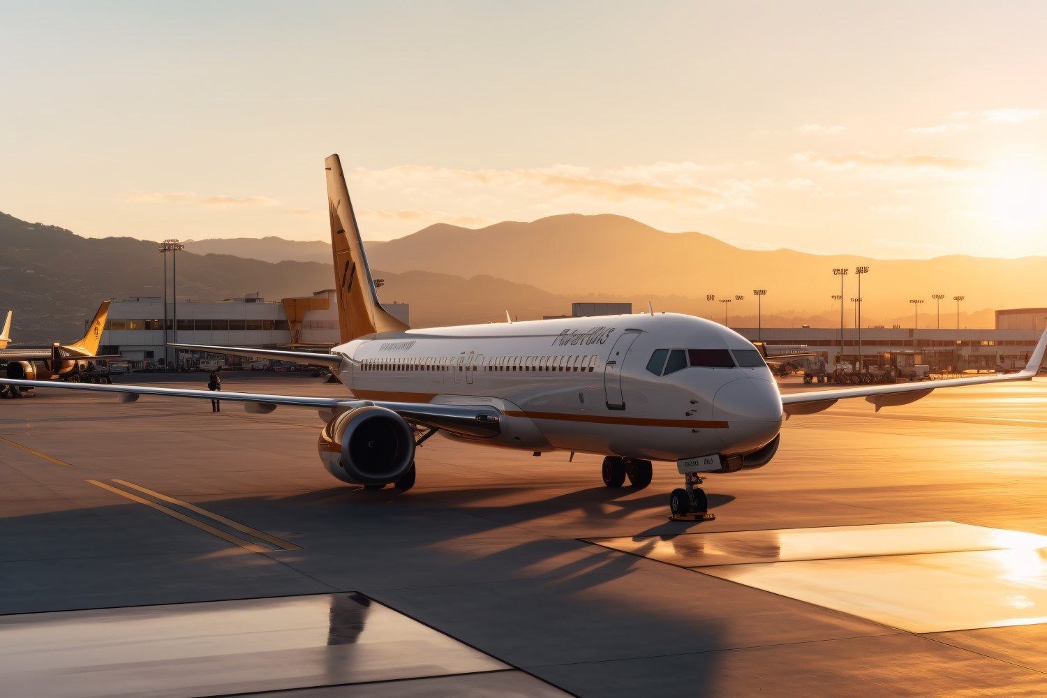 Side view of Passenger airplane at the airport 264