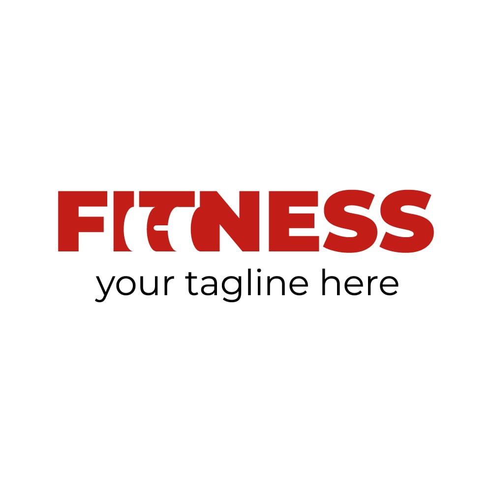 Fitness logo with gym equipment symbol