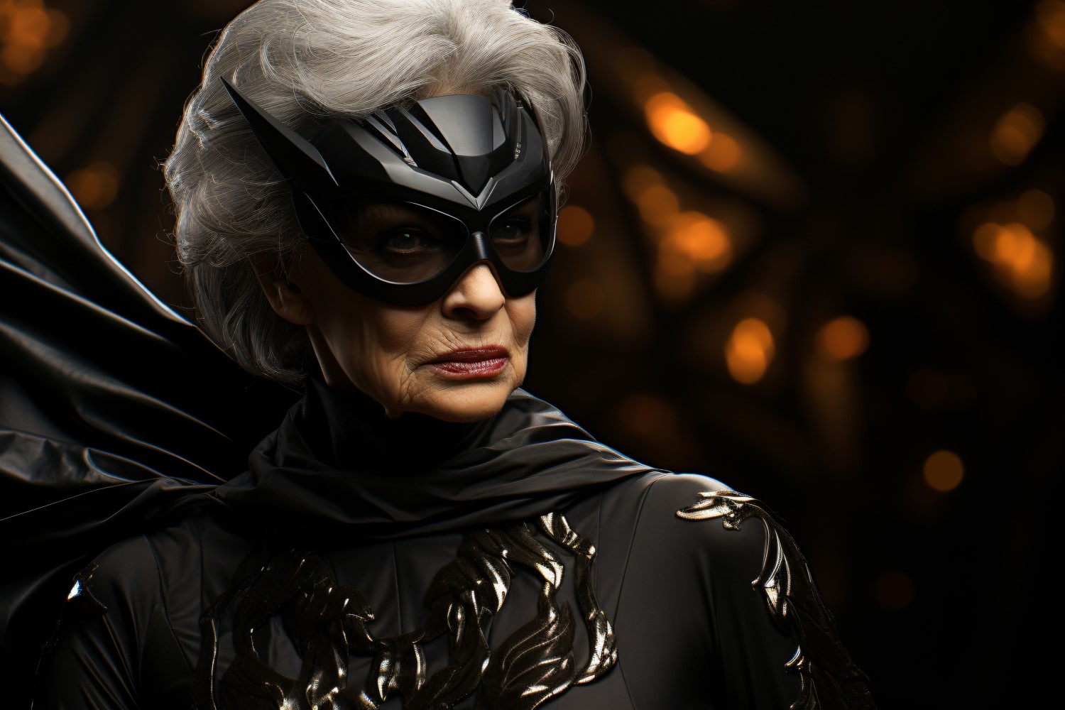 Female superhero wearing black dress and glasses 61
