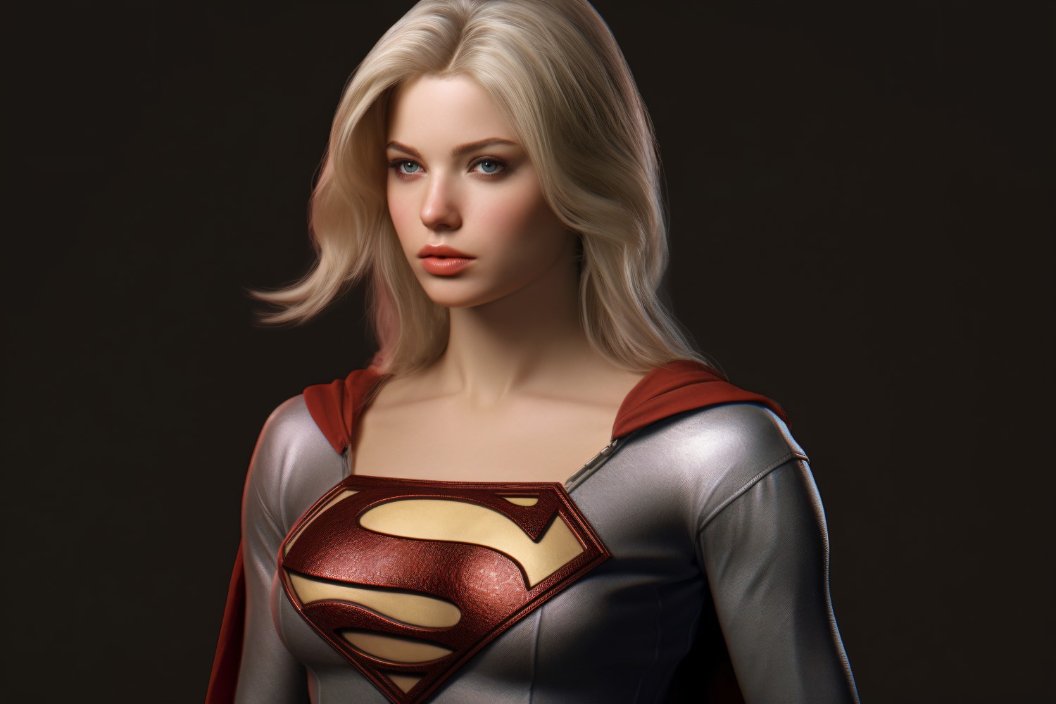 Young female superhero model standing 95