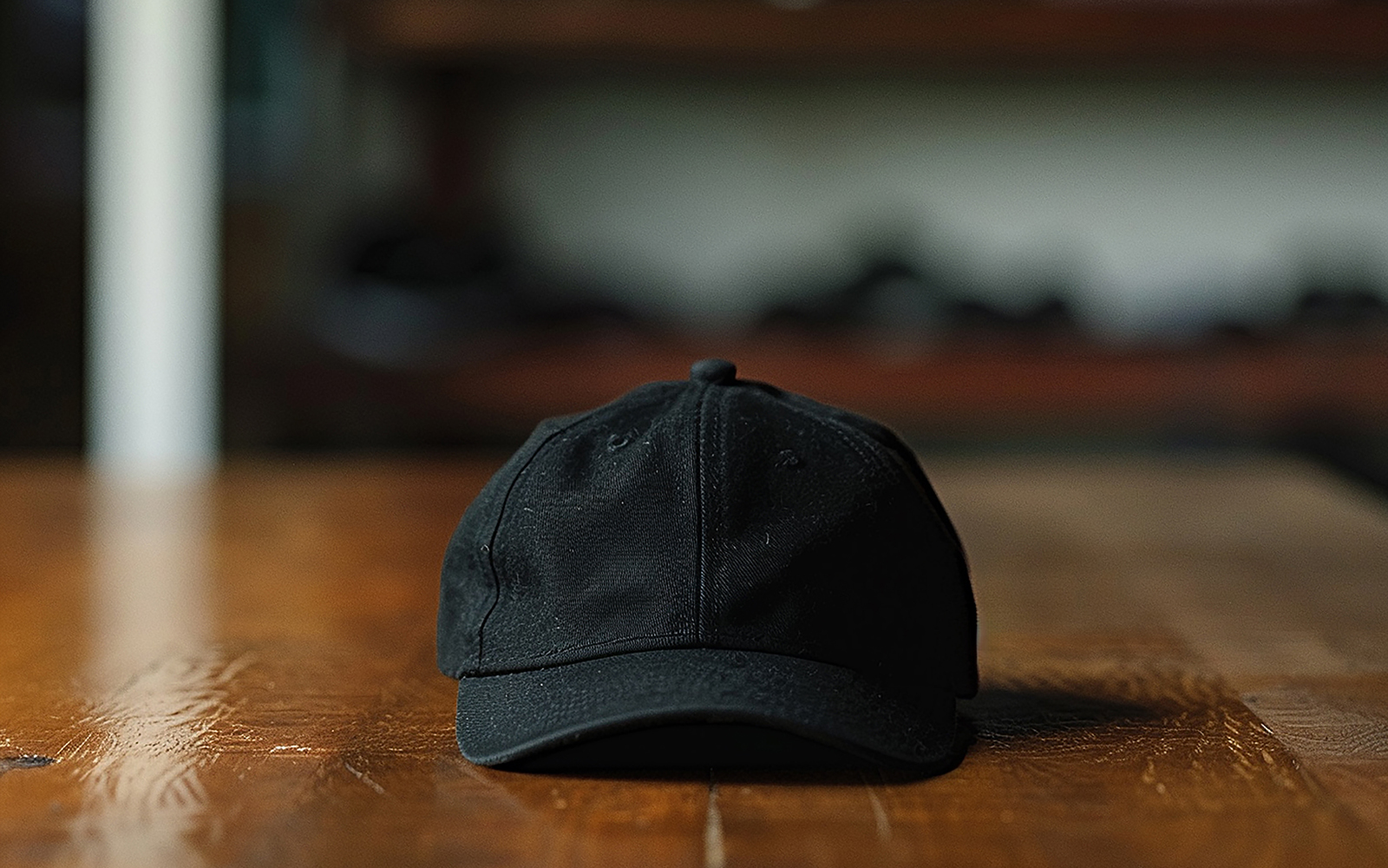 Blank cap_black cap_blank black cap_blank cap on the table_black cap on the wood