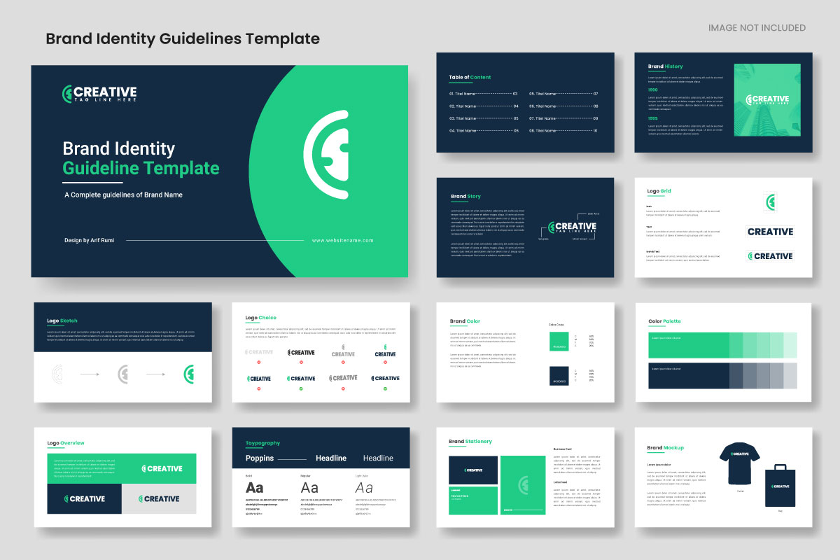 Brand guidelines presentation lauout and Minimalist corporate brand identity guide template