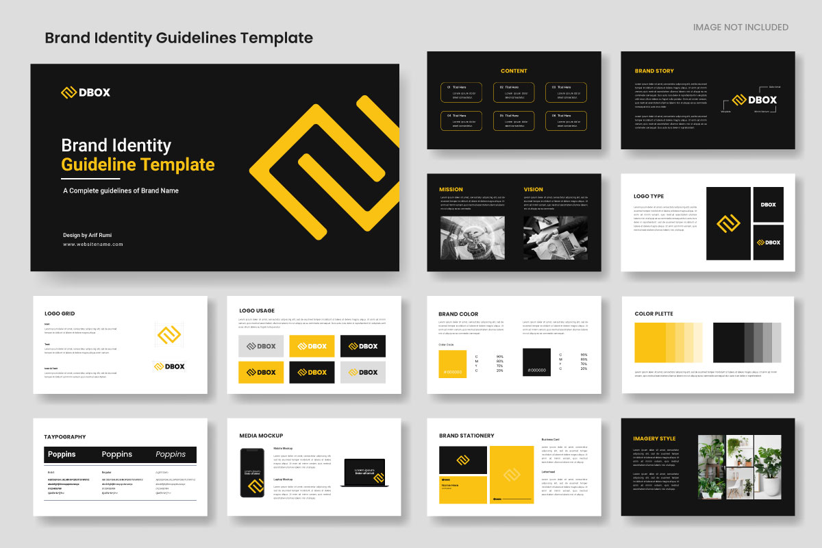 Brand Guidelines Template and Minimalist corporate brand identity guide template