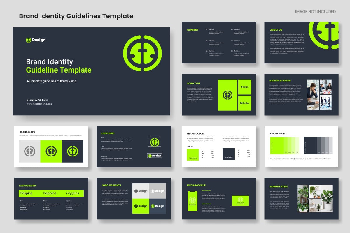 Brand Identity Guidelines layout, Corporate brand identity template.