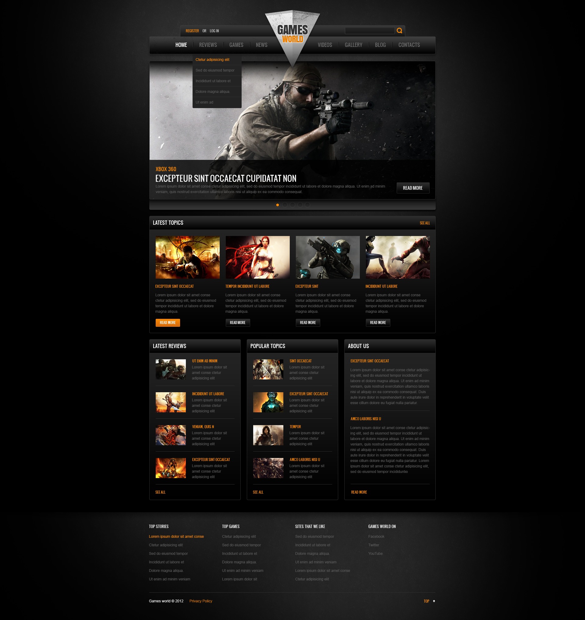 Gaming Templates, web templates