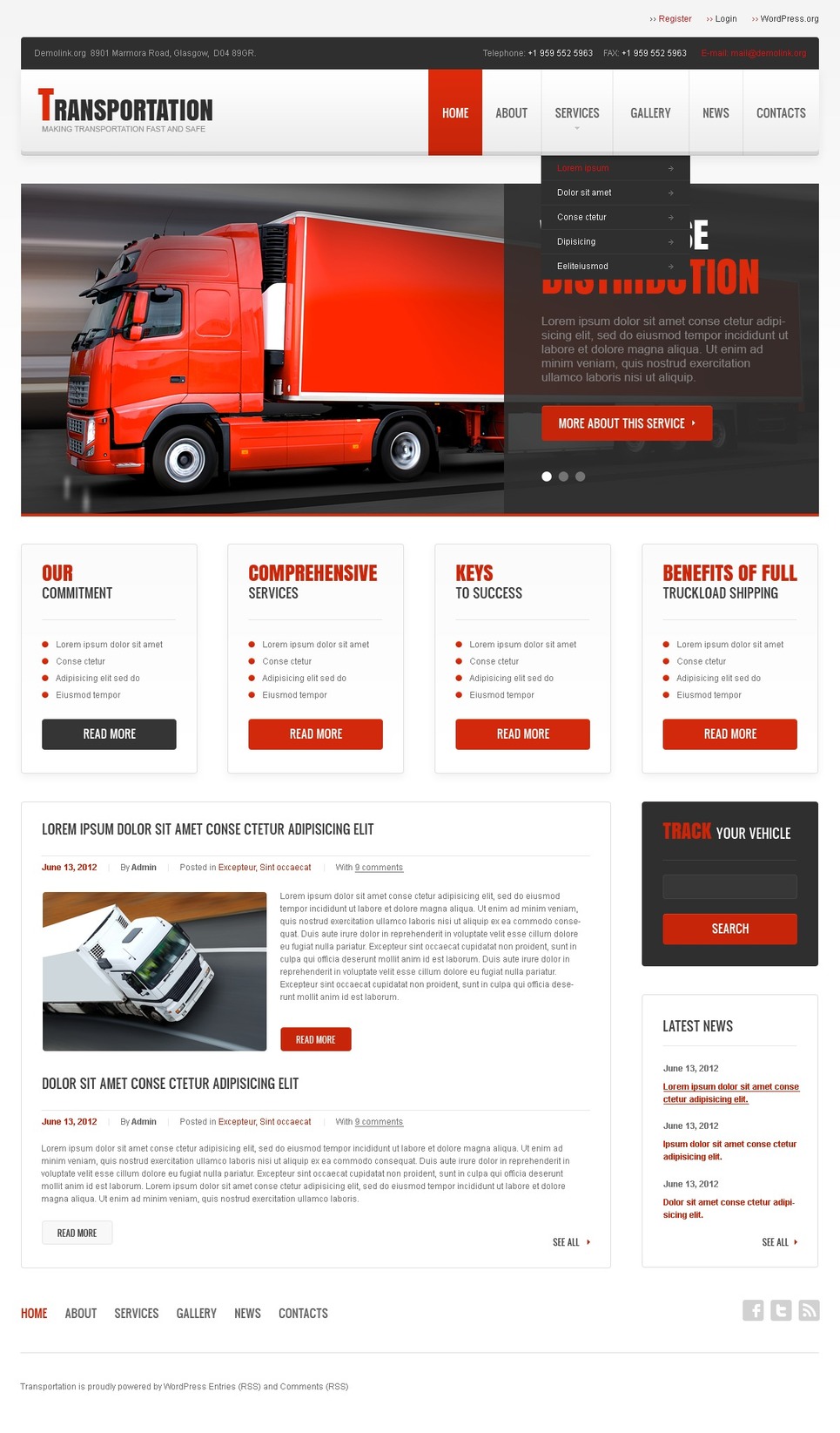 Transportation Responsive WordPress Theme #41574