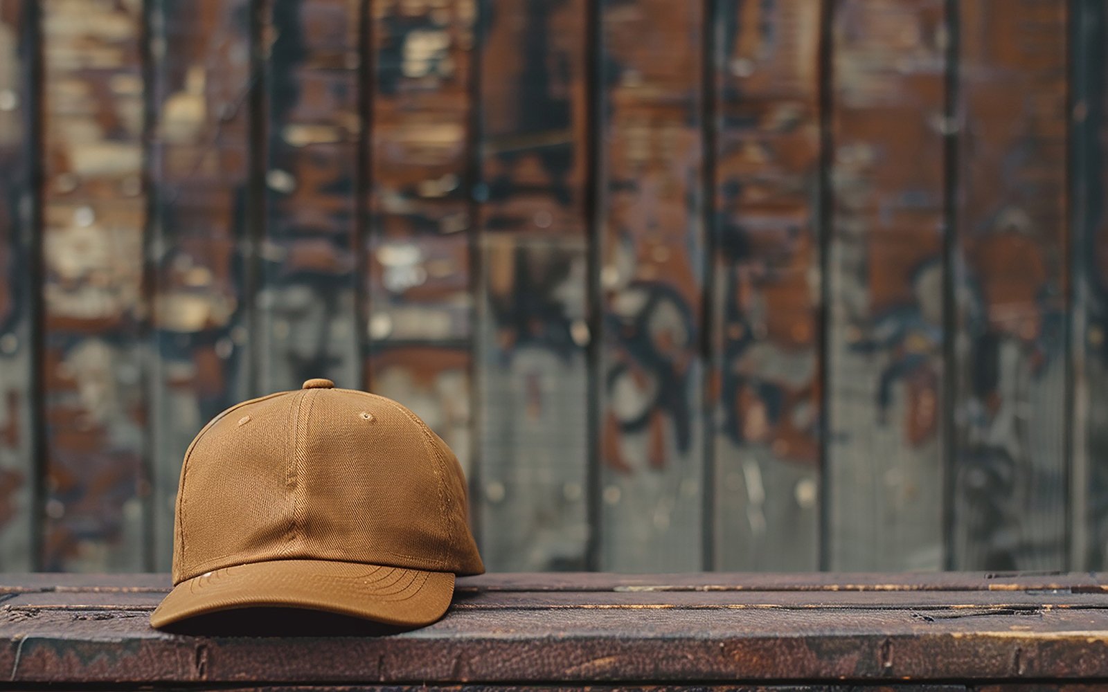 Blank beige cap on the table_brown cap on table_blank cap mockup