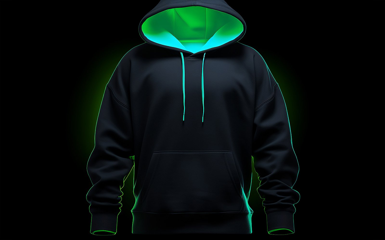 Men's dark hoodie with neon action_blank hoodie mockup with neon action