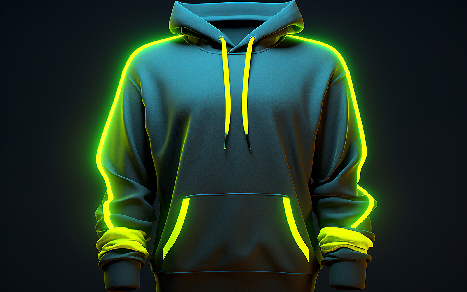 Men's black hoodie with neon action_blank neon action hoodie