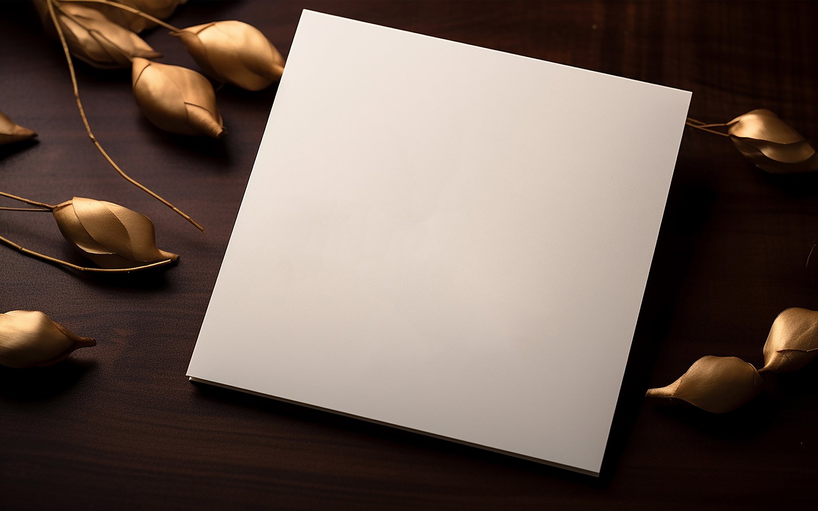 Blank paper on table with flowers