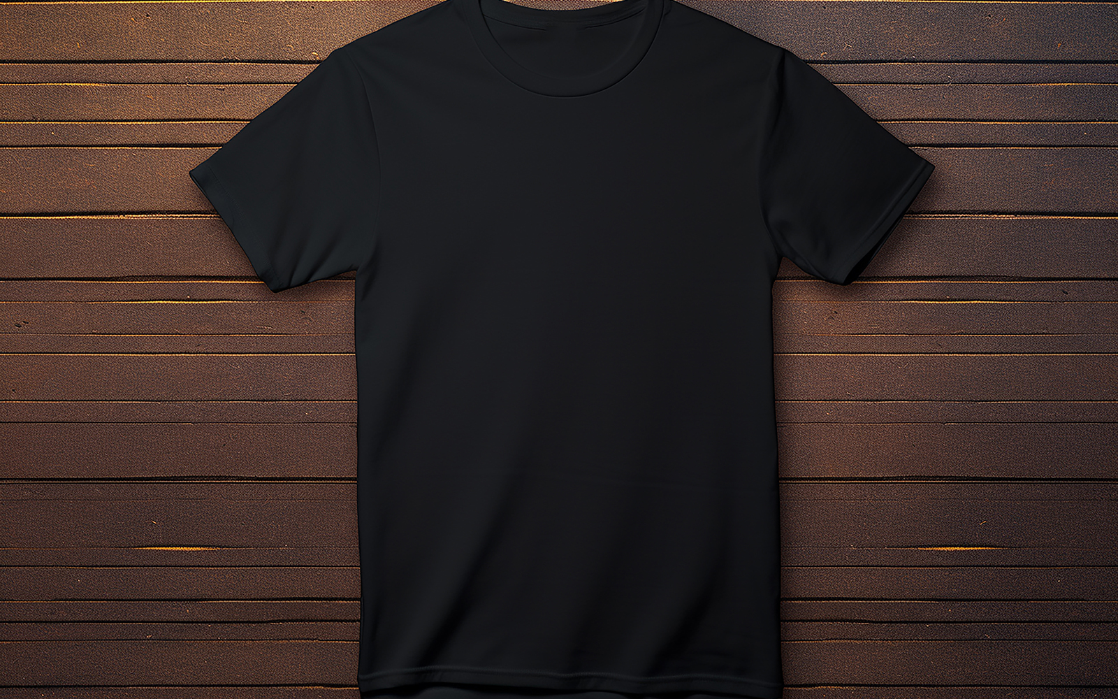 Hanging black T-shirt_hanging blank T-shirt on the wooden wall