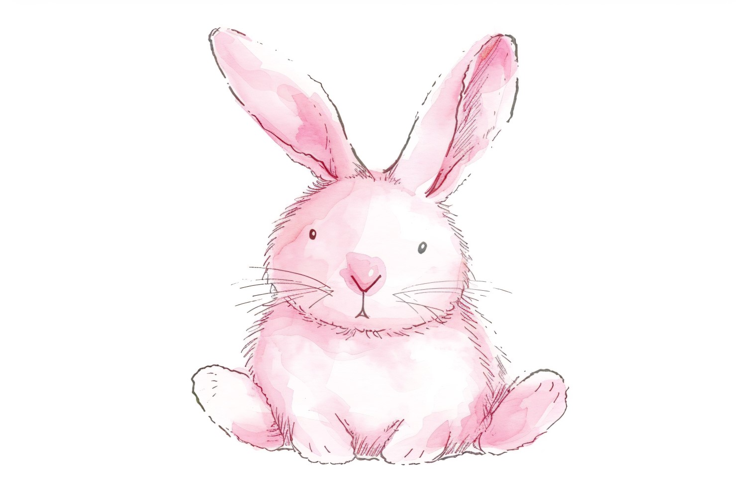 Hand Drawn Watercolour Style Happy Easter Bunny 26