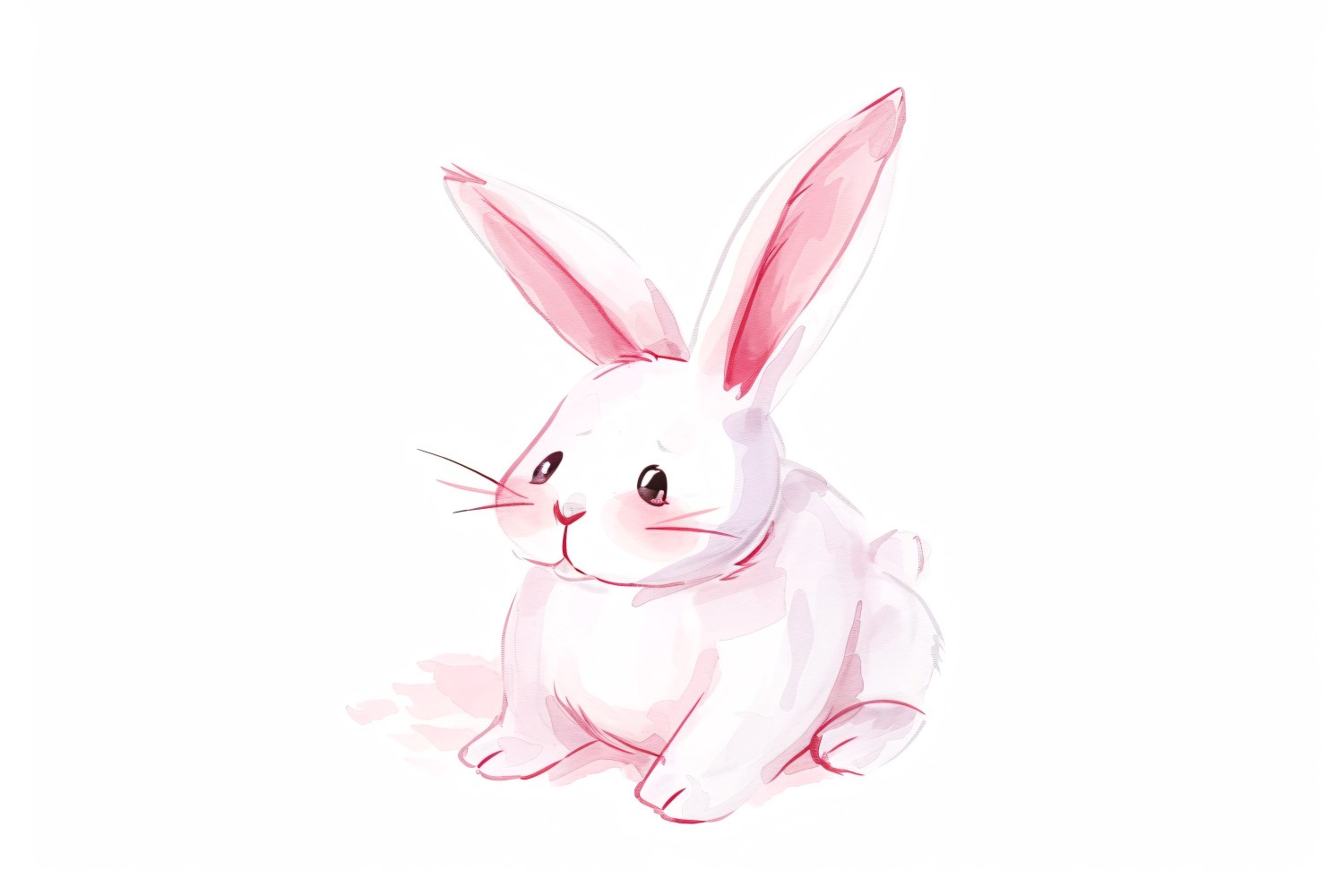 Hand Drawn Watercolour Style Happy Easter Bunny 27