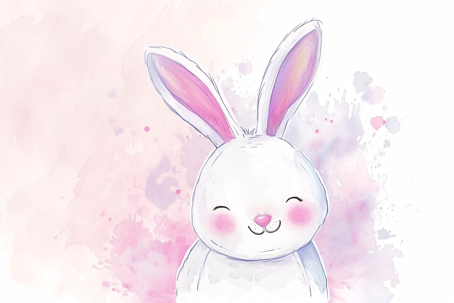 Hand Drawn Watercolour Style Happy Easter Bunny 29