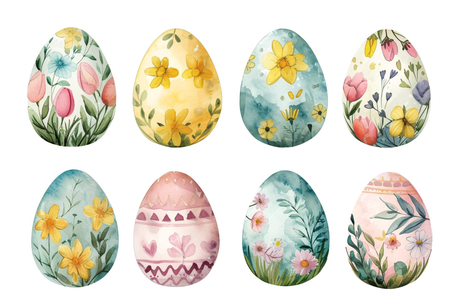 Colourful Watercolour Decorative Easter Egg 114