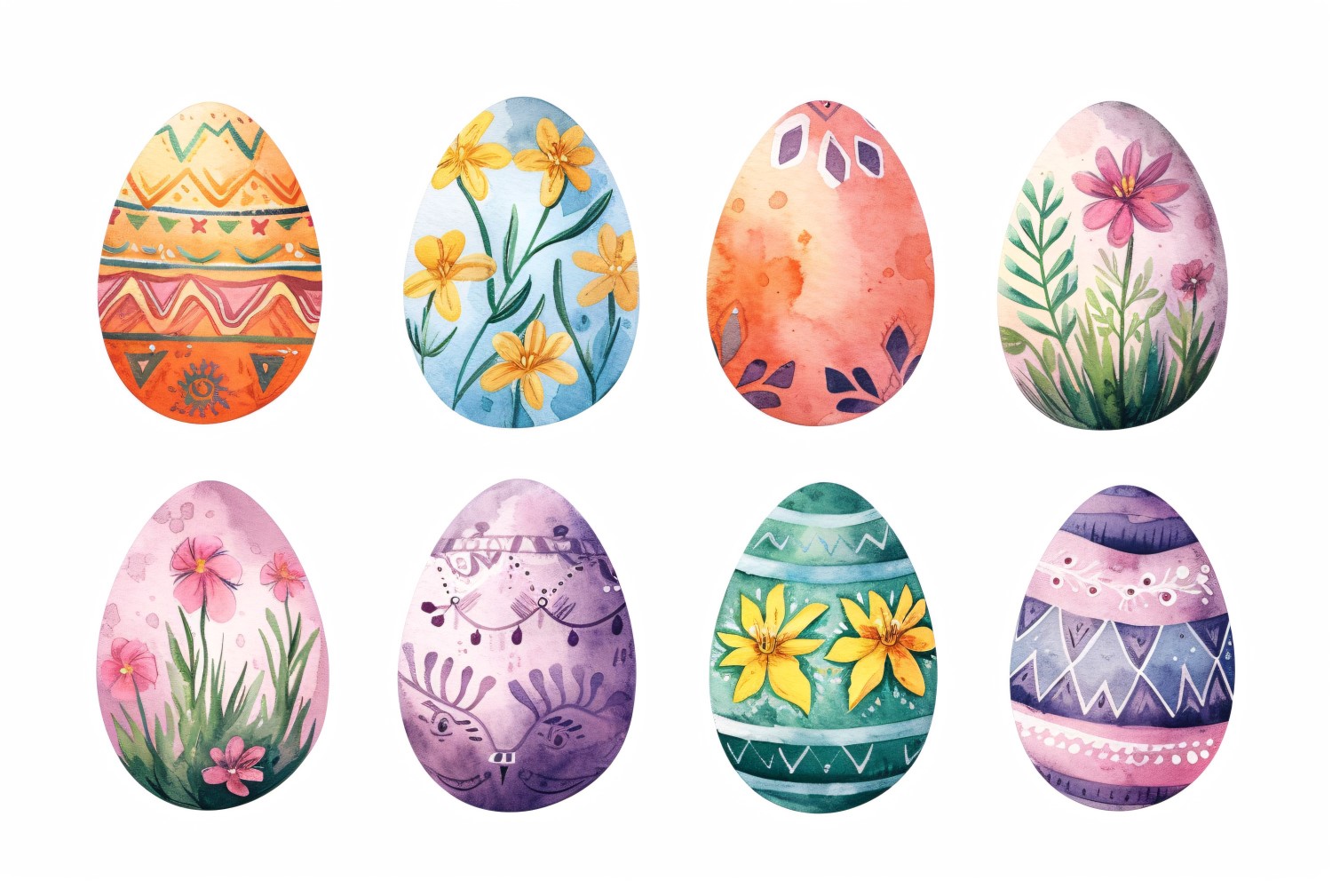 Colourful Watercolour Decorative Easter Egg 116