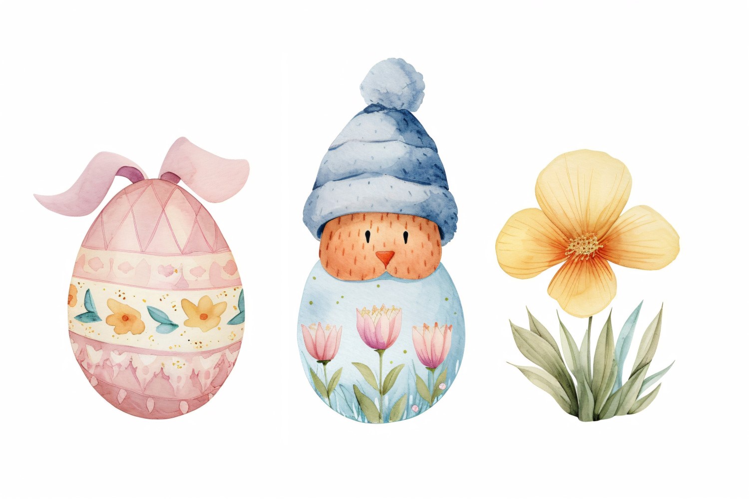 Decorative Eggs With A Hat On His Eyes Near Giant Easter Egg 122