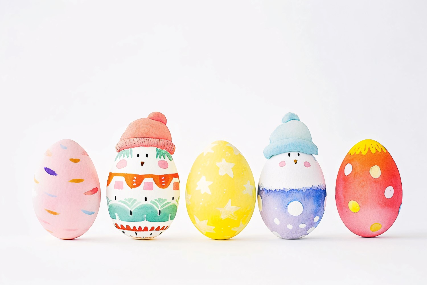Decorative Eggs With A Hat On His Eyes Near Giant Easter Egg 164