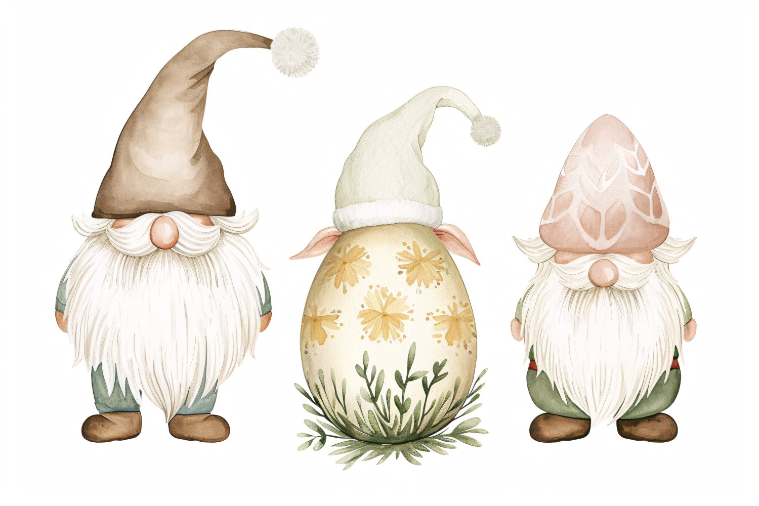Hand Drawn Watercolour Style Happy Easter Bunny and egg 210