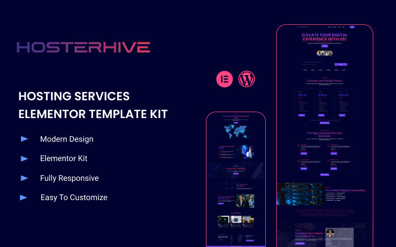 Hosterhive - Hosting & Domain Services Provider Website Template - Elementor Kit