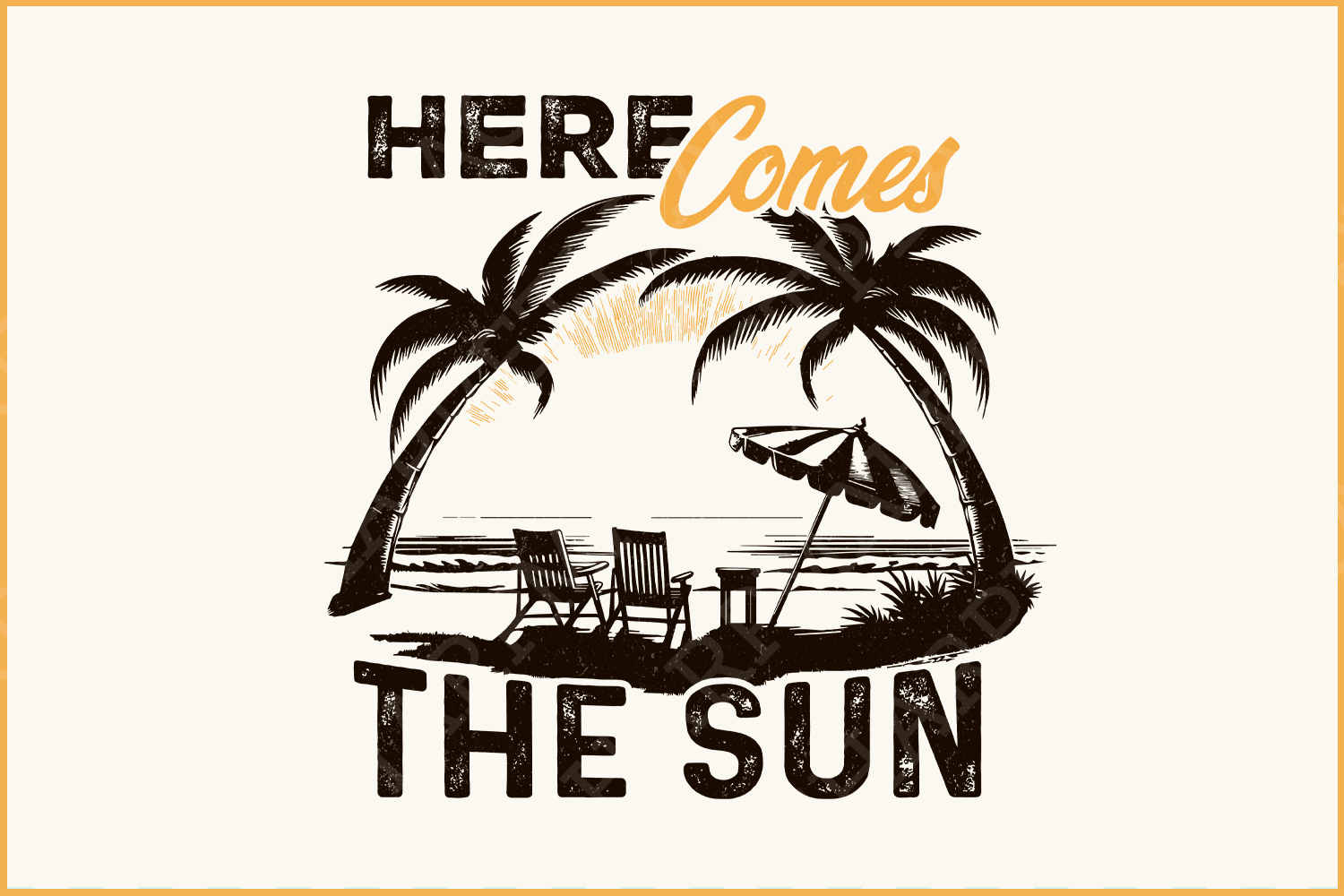 Summer PNG, Here Comes the Sun, Beach & Vintage Sublimation Designs, Trendy Retro Aesthetic