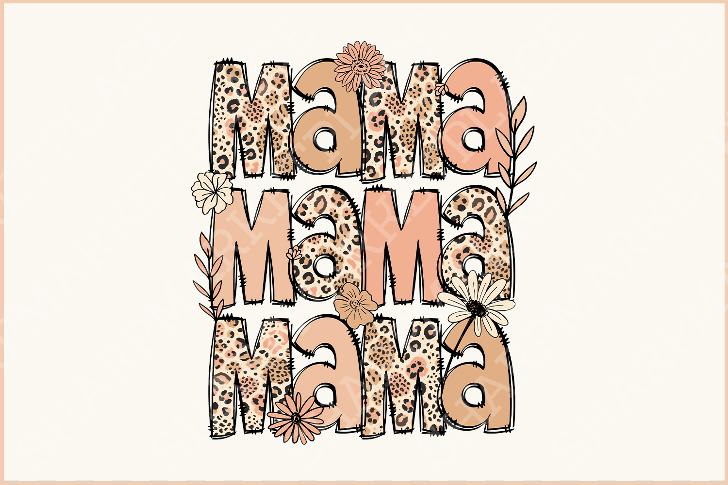 Leopard Mama Flower PNG, Retro & Boho Sublimation, Groovy Designs for Mother's Day, Floral