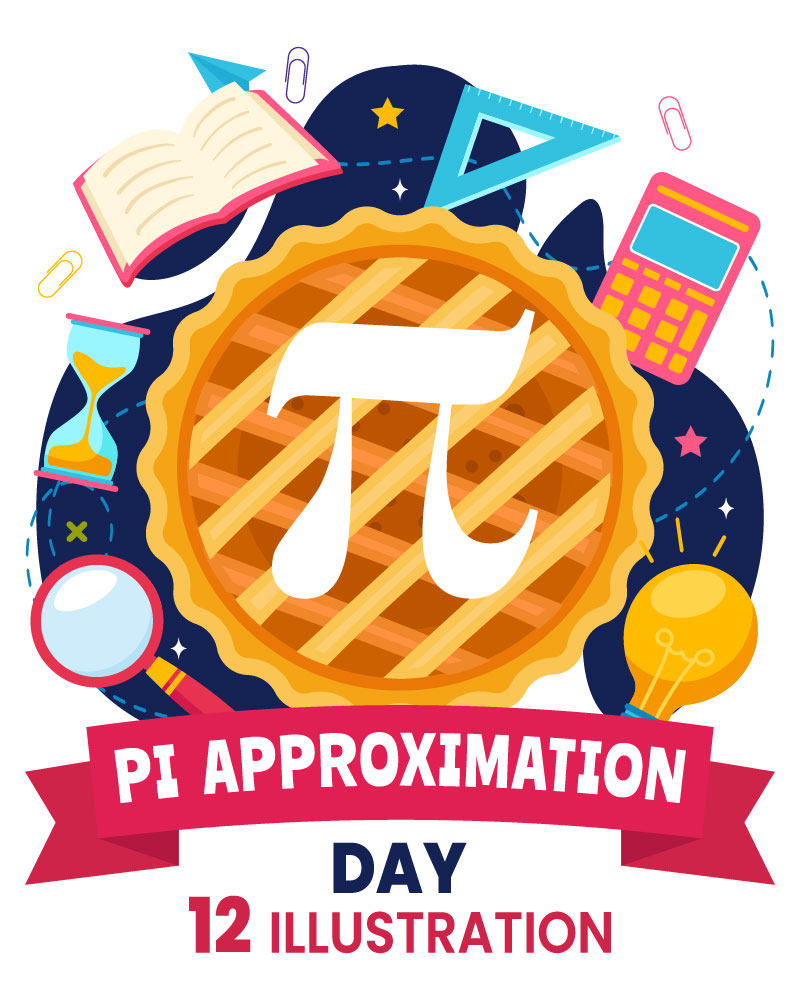 12 Pi Approximation Day Illustration