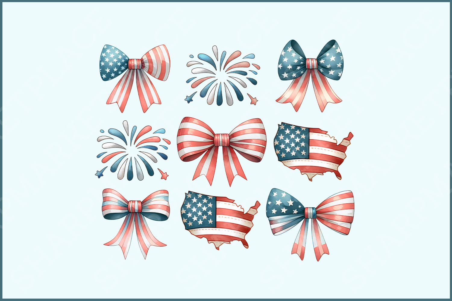 Coquette American Flag PNG, 4th of July Sublimation, Bow & Cowgirl Themes, Freedom Girly