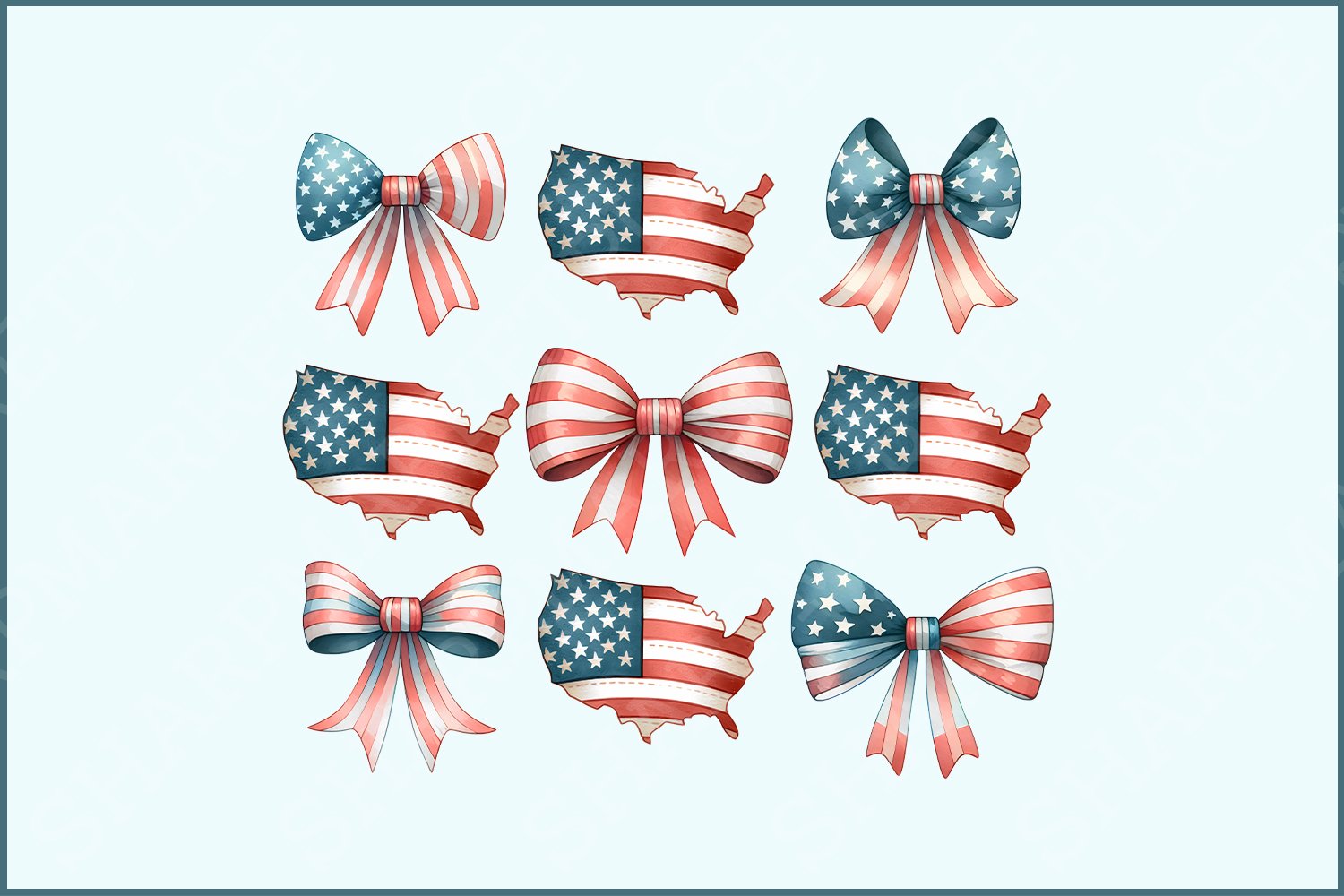 Coquette American Flag PNG, 4th of July Sublimation with Bow, Girly Patriotic Design, USA Flag