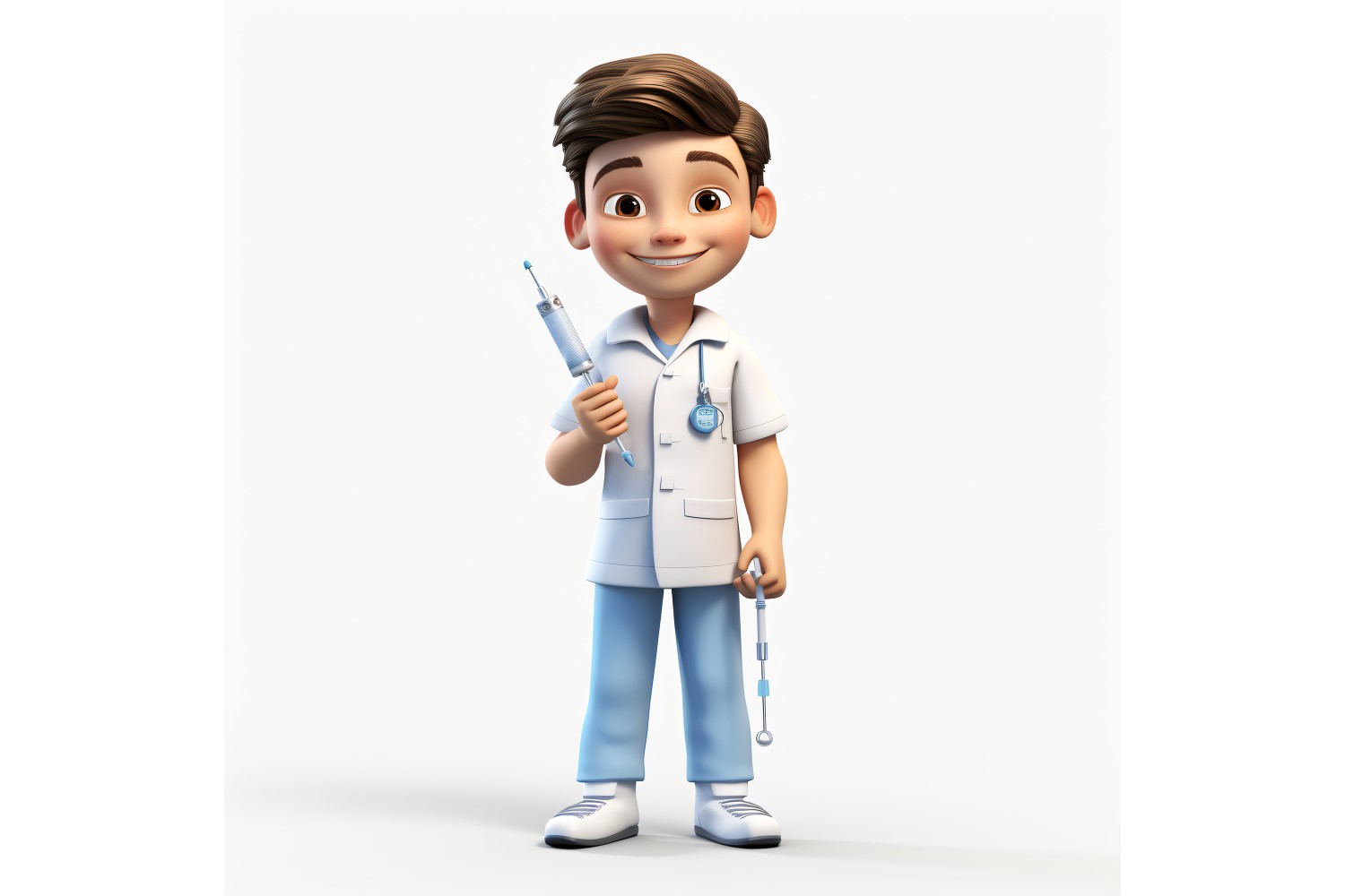 3D Pixar Character Child Boy Nurse with relevant environment 1