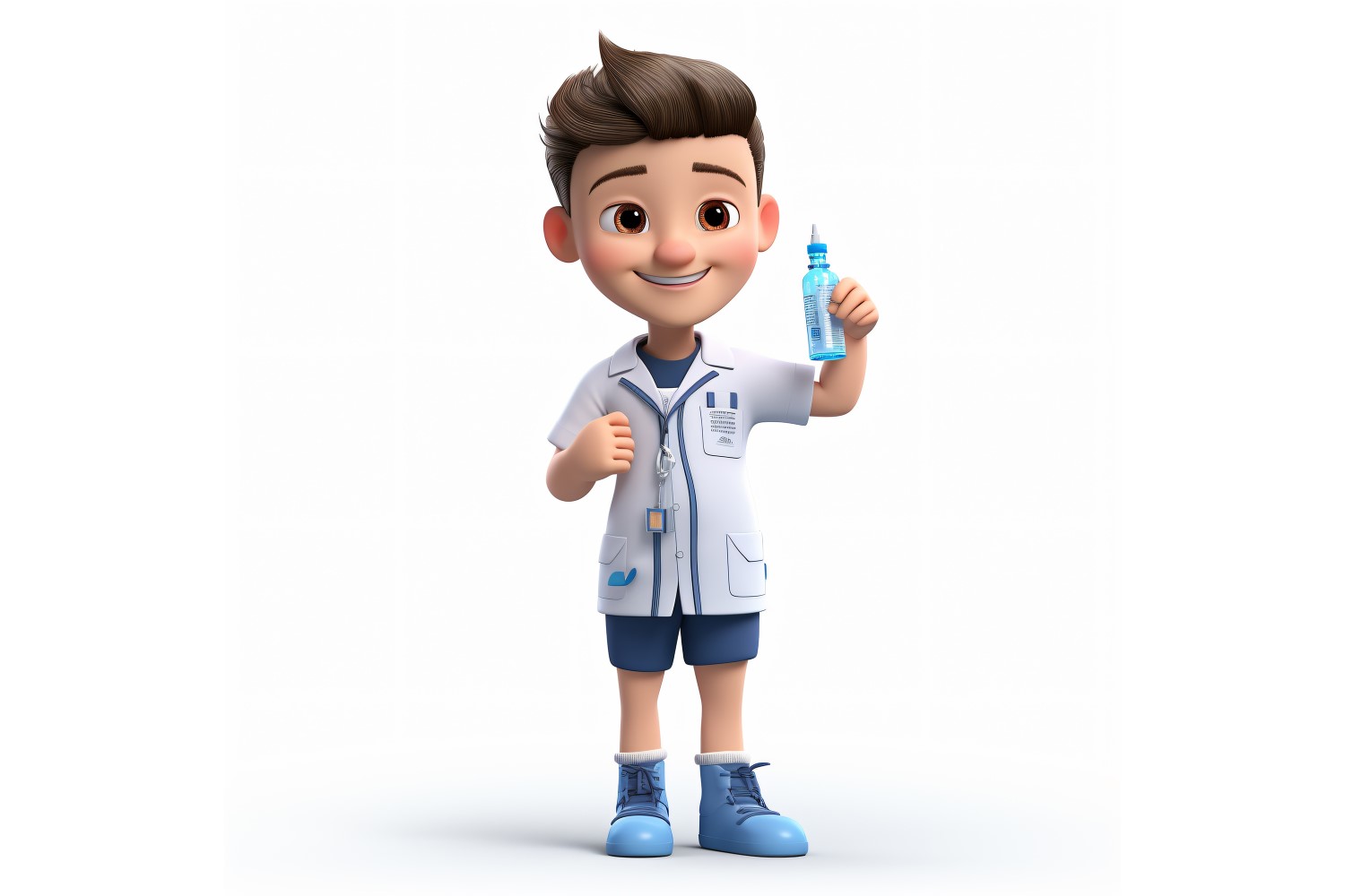 3D Pixar Character Child Boy Nurse with relevant environment  2