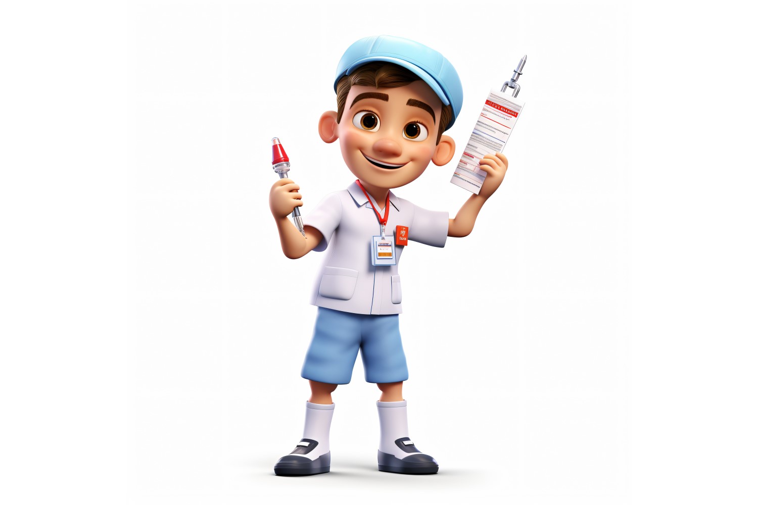 3D Pixar Character Child Boy Nurse with relevant environment 3