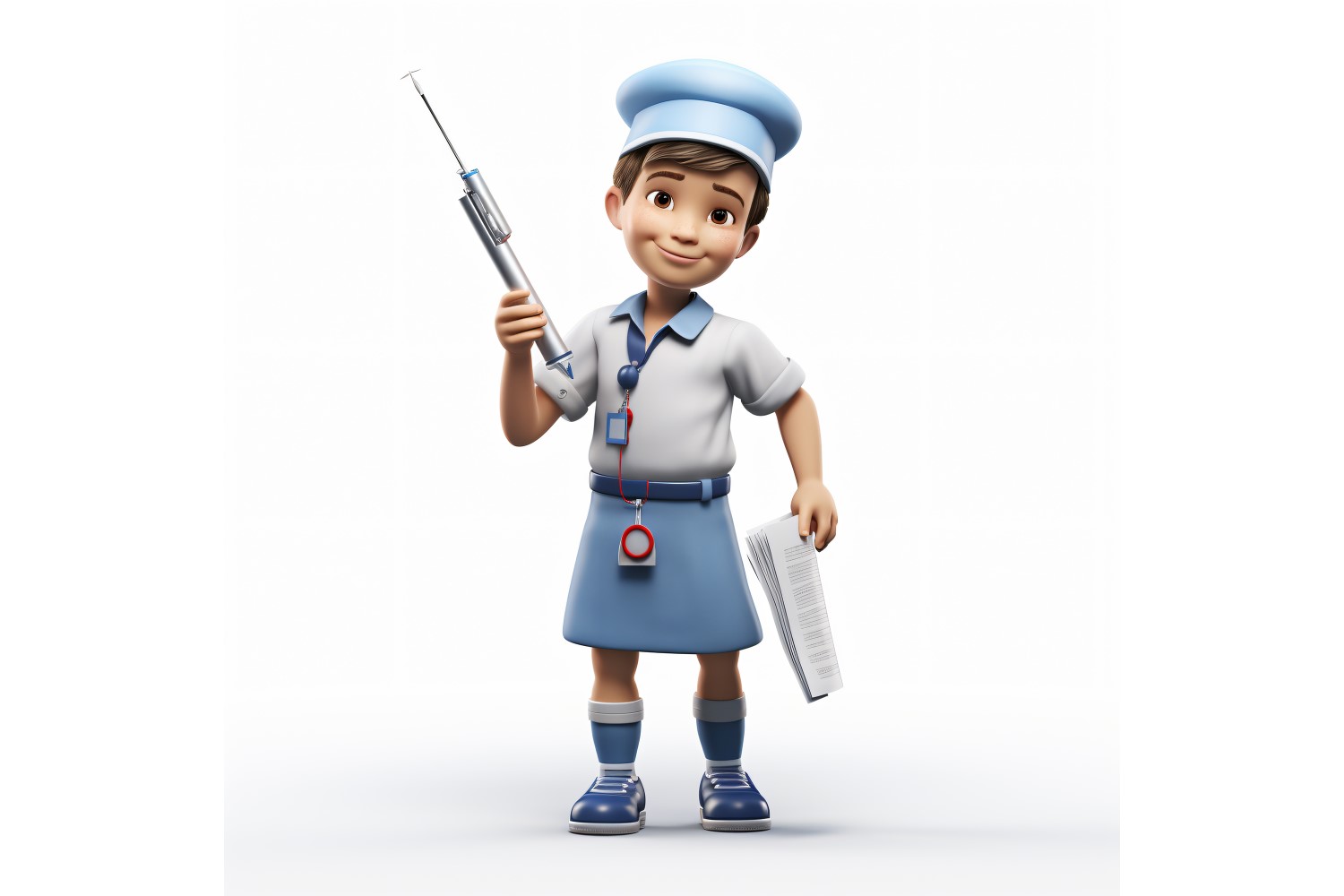 3D Pixar Character Child Boy Nurse with relevant environment 5