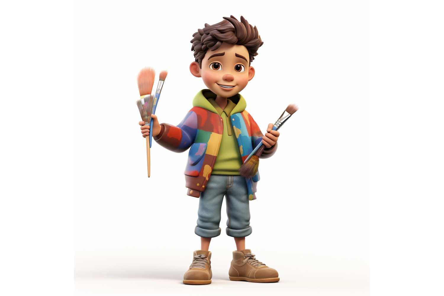 3D Character Child Boy Painter with relevant environment 2