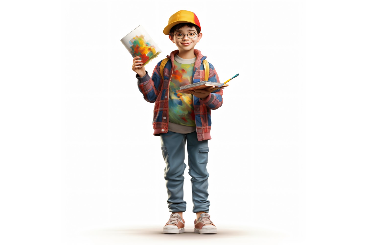3D Character Child Boy Painter with relevant environment 3