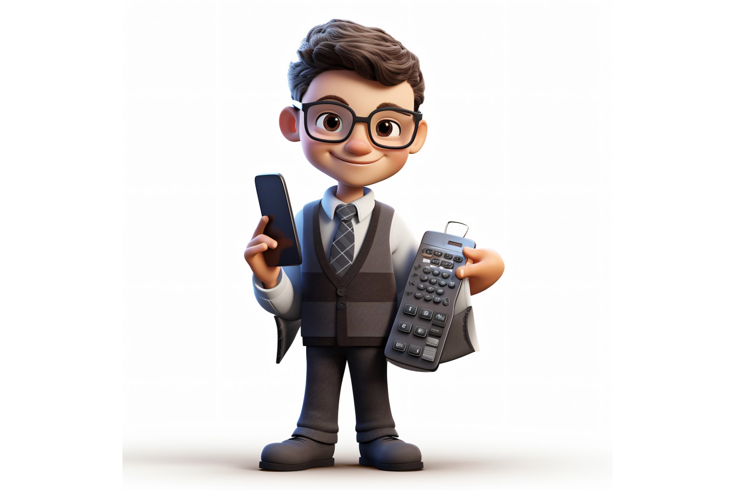 3D Character Child Boy Accountant with relevant environment 4