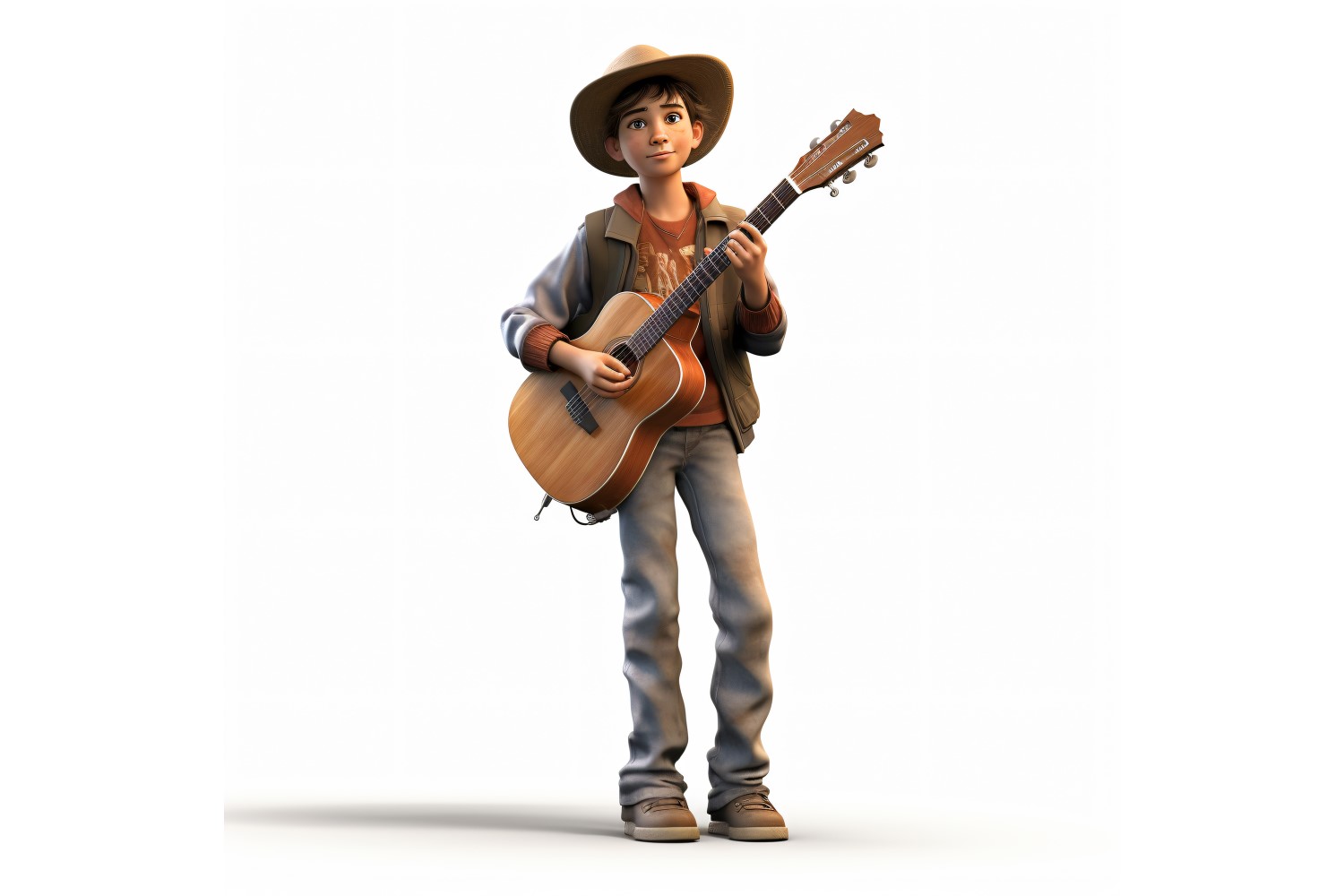 3D Character Child Boy Musician with relevant environment 1