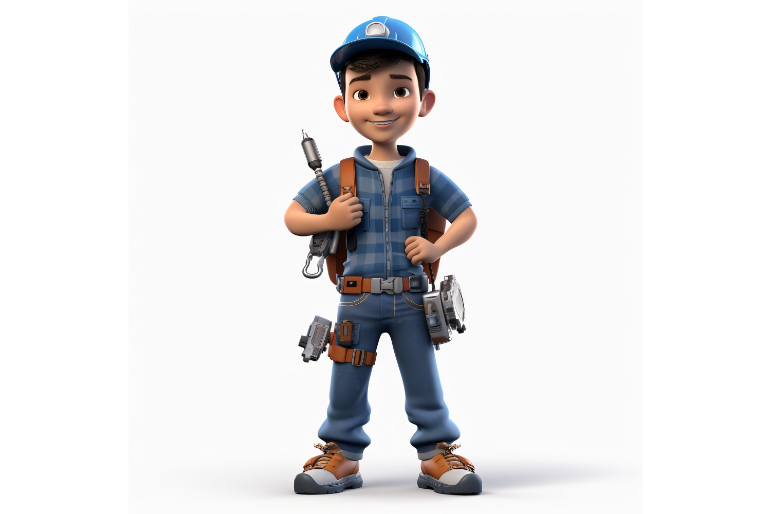3D Character Child Boy Electrician with relevant environment 2