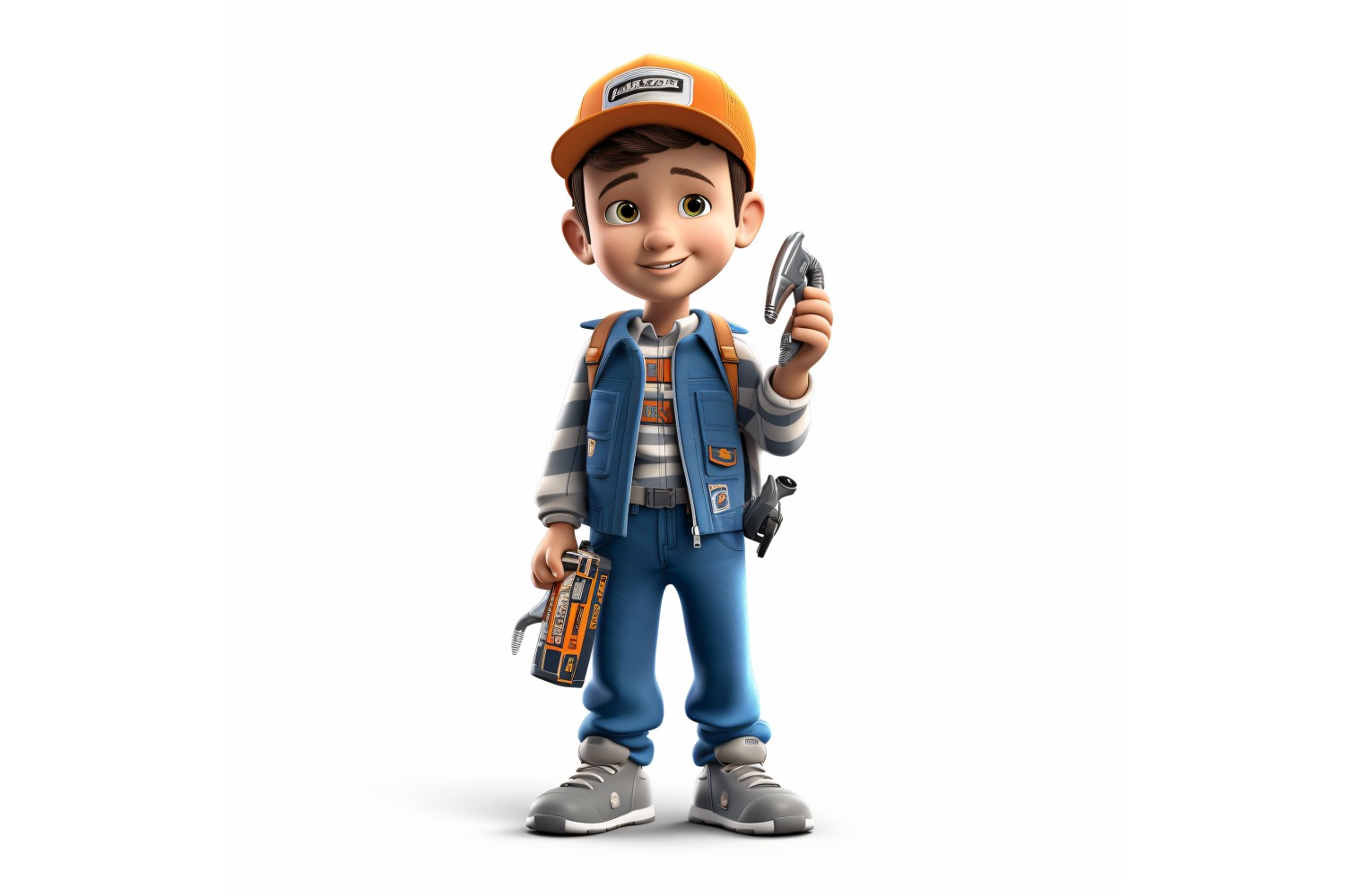 3D Character Child Boy Electrician with relevant environment 3