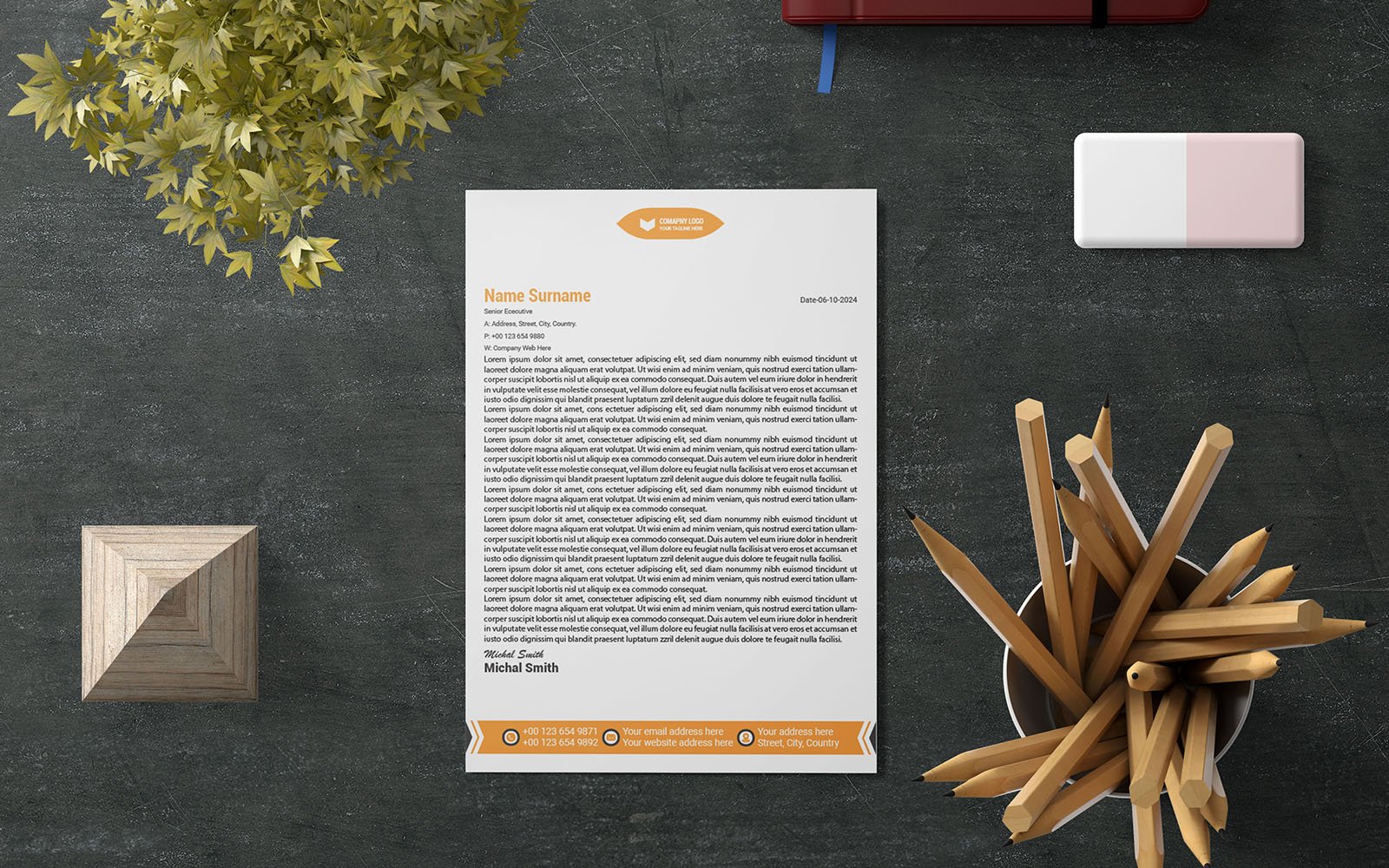 Letterhead, Unique Letterhead, Modern Letterhead-U(180)