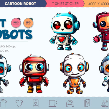 Cartoon Robots Illustrations Templates 416686